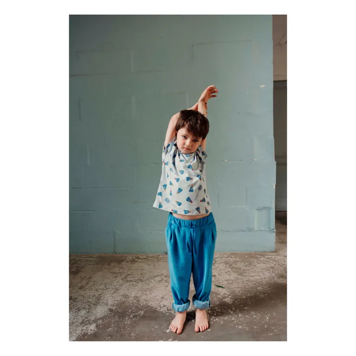 Emile et Ida T-Shirt Coton Bio Rayé Badmington | Bleu ciel