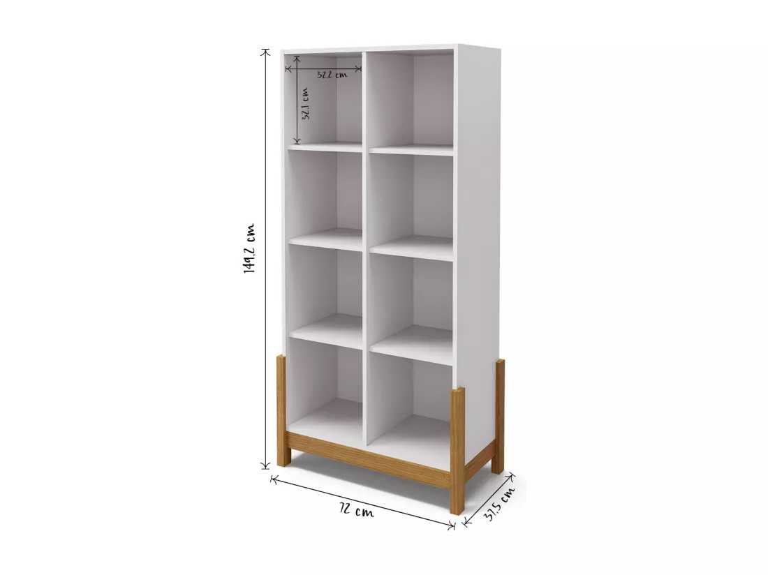 Étagère 8 cubes verticale panneaux de fibres blanc et noisette KENAN