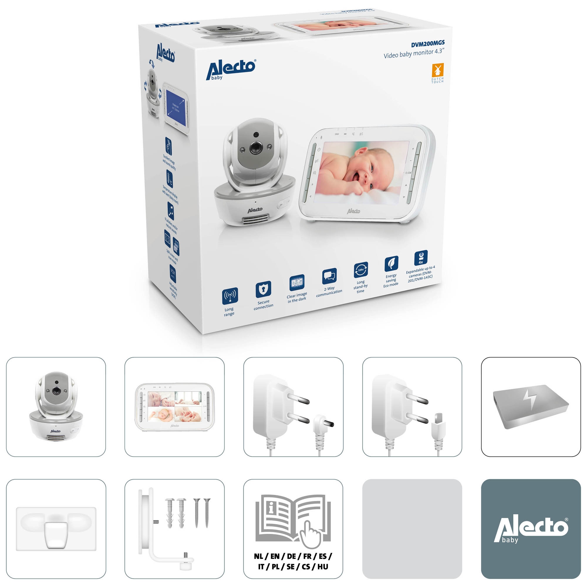 Alecto DVM200M Babyfoon met camera en 4.3 kleurenscherm