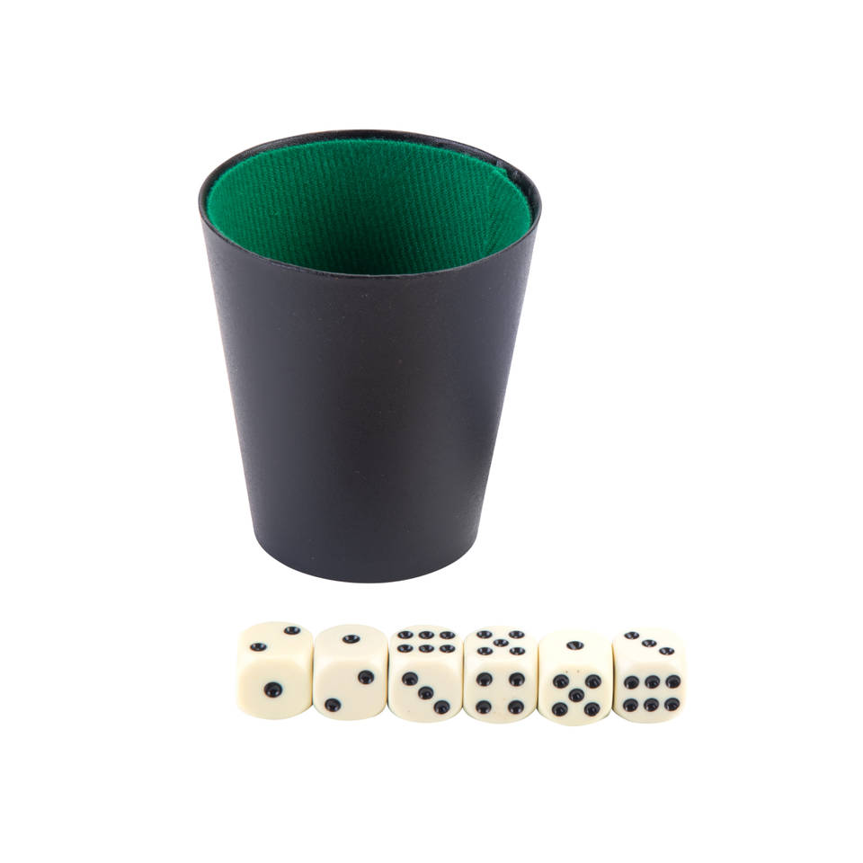 Longfield Games dobbelbeker met dobbelstenen en scoreblokje
