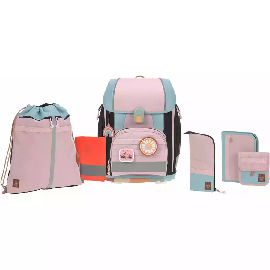 LÄSSIG Schulranzen-Set 7-tlg. Boxy Unique roseblueblack