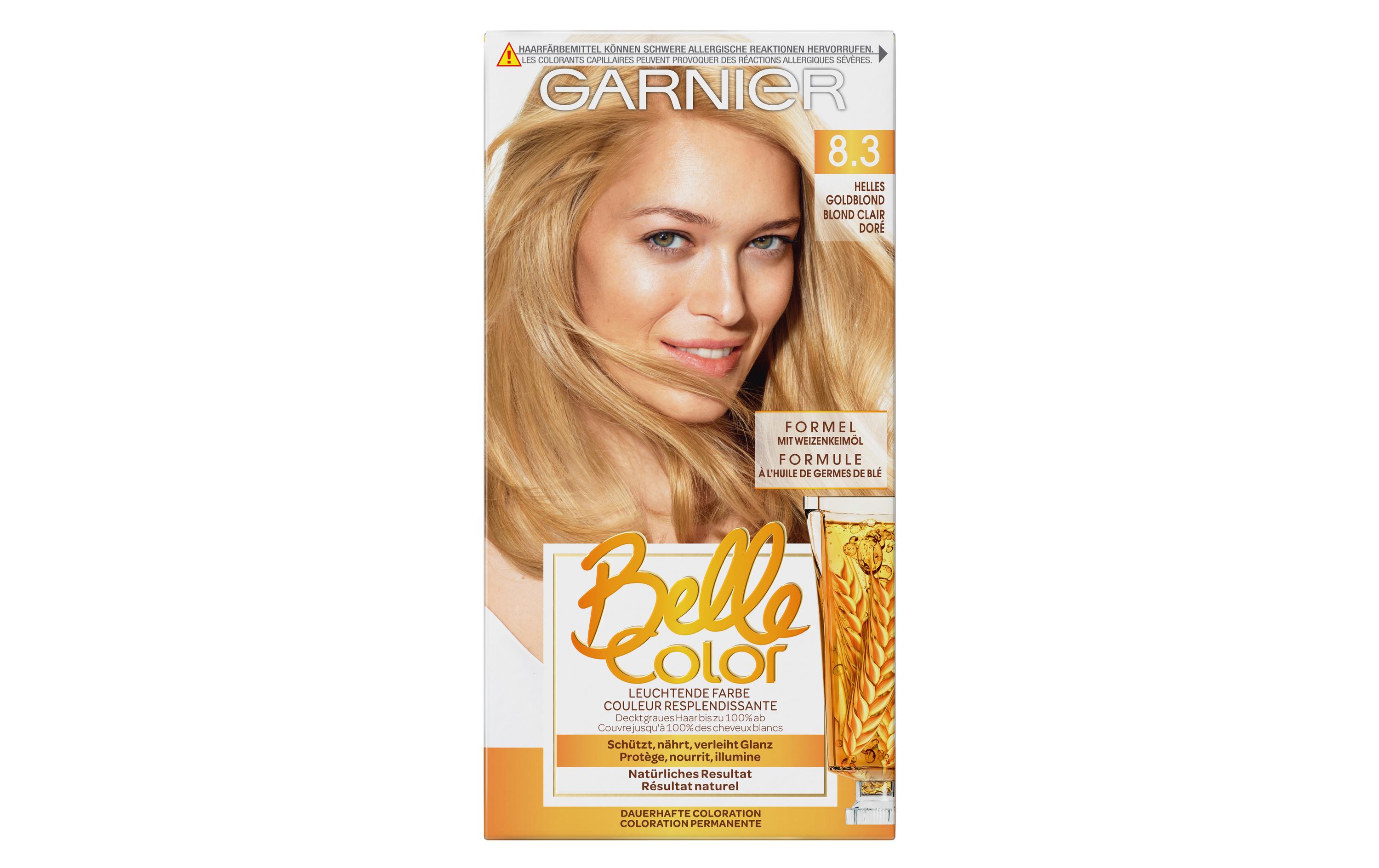 Haarcoloration Belle Color 83 Helles GoldblondPermanente Haarfarbe für einen natürlichen Farbton