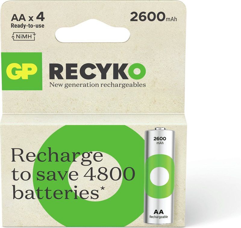 GP - NiMH ReCyko - Oplaadbare Batterijen - 2600mAh - 4 Stuks