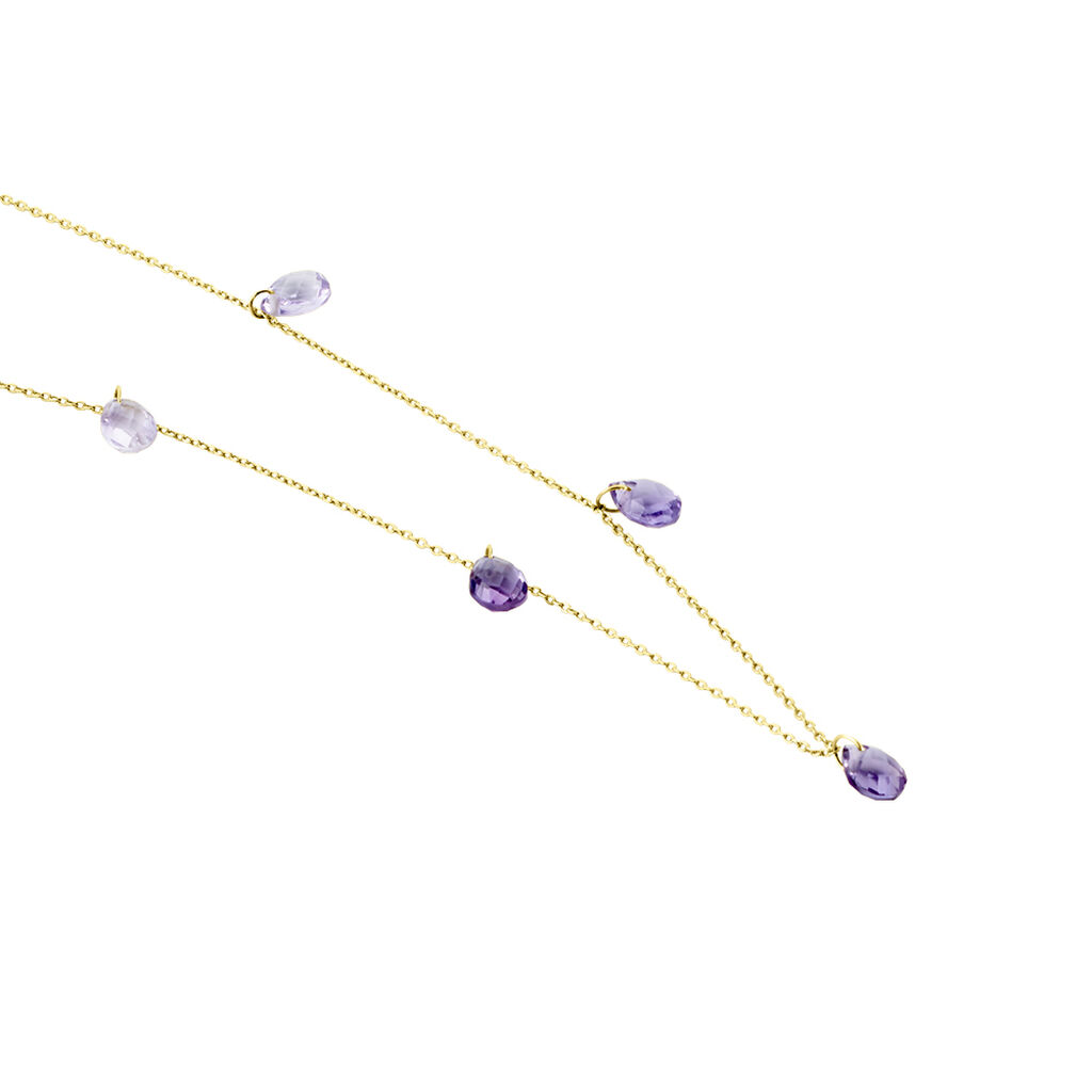 Collier Terence Or Jaune Amethyste Violet Amethyste