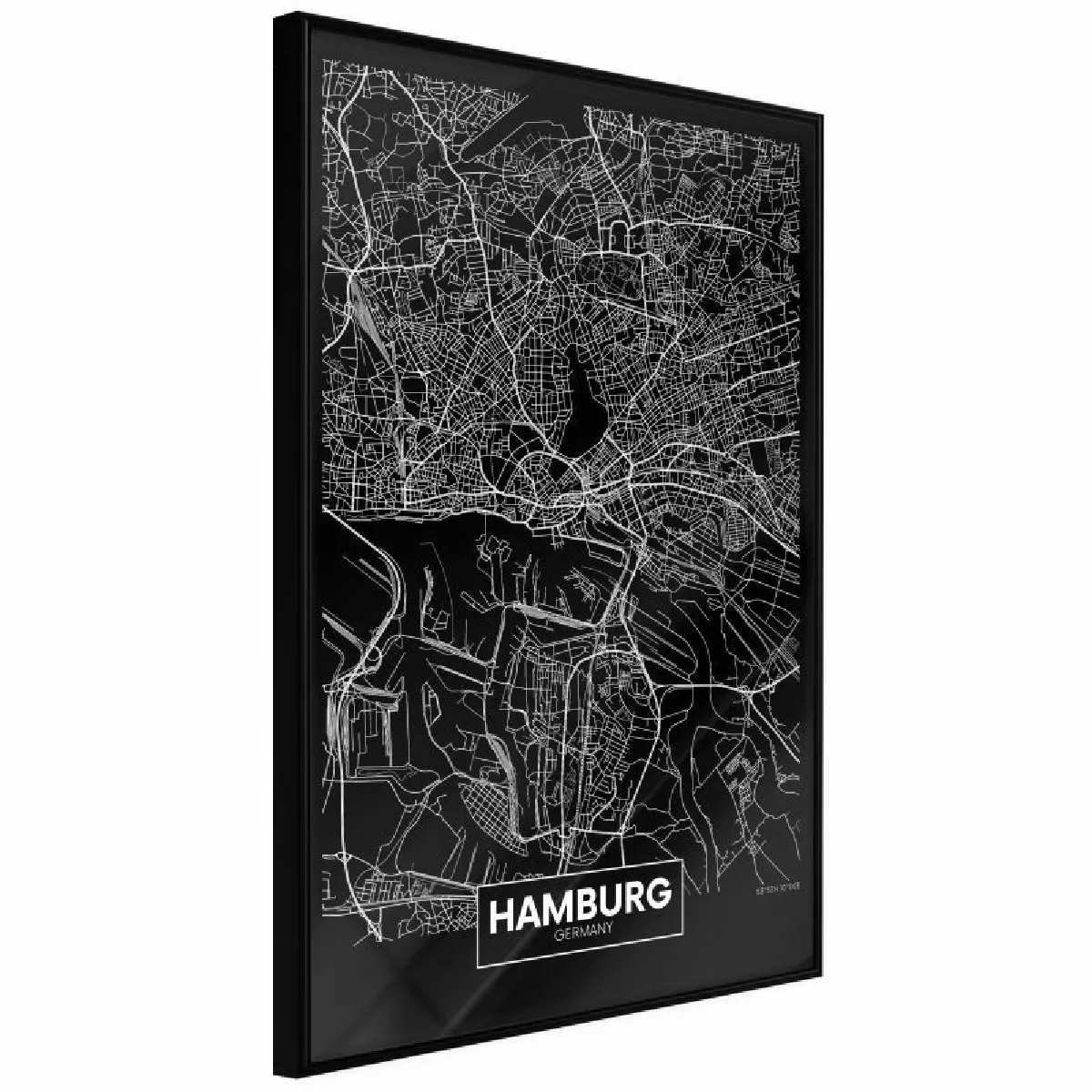 Paris Prix Affiche City Map Hamburg Dark - 30 x 45 cm - Noir