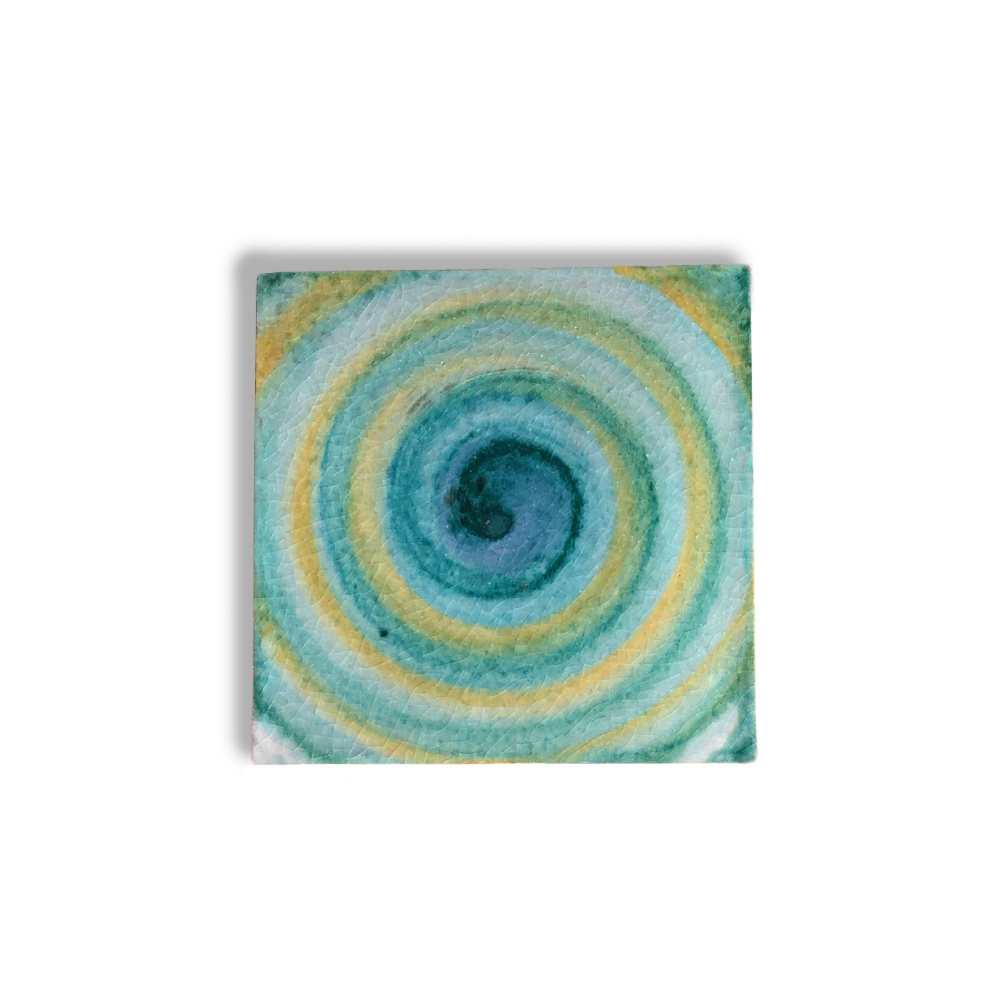 Kachel 'Rond', grün-blau, T 10 cm, B 10 cm, H 1 cm von fischer's lagerhaus