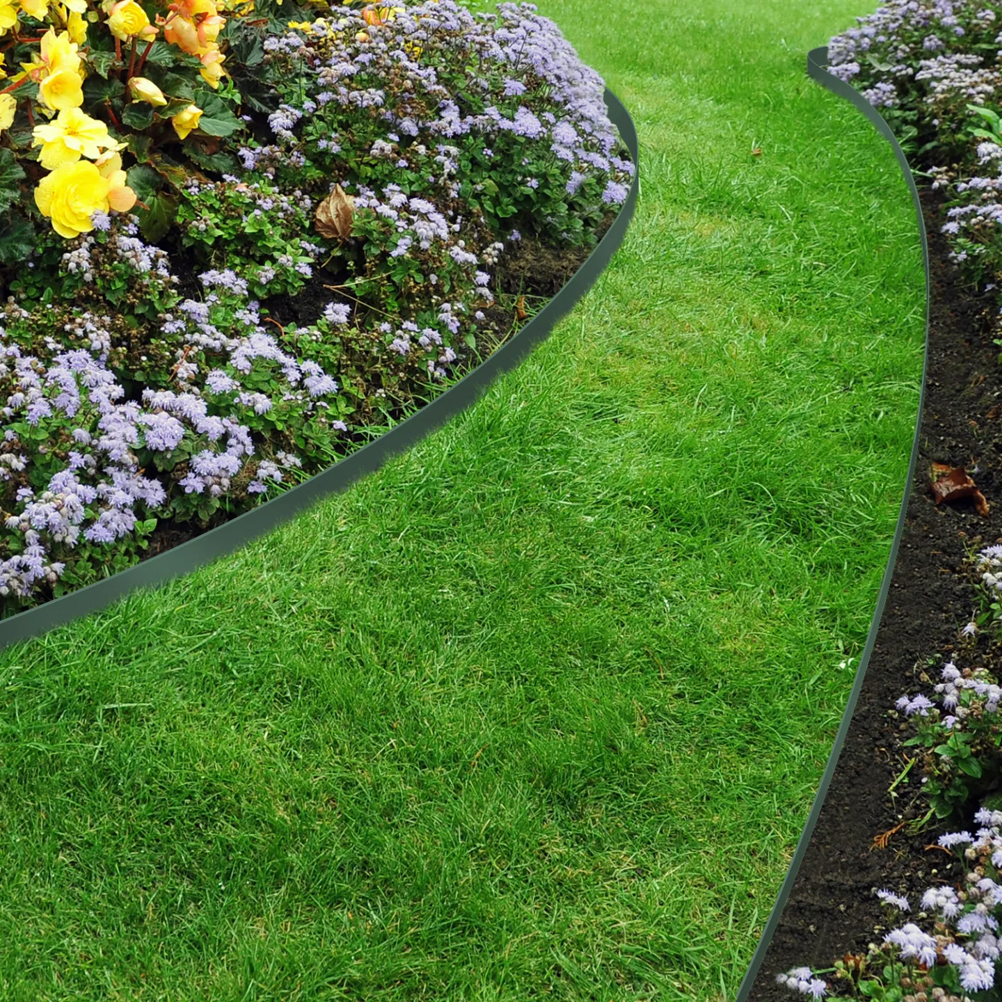 Bordurette de jardin flexible 10 M verte hauteur 5 CM + 30 piquets