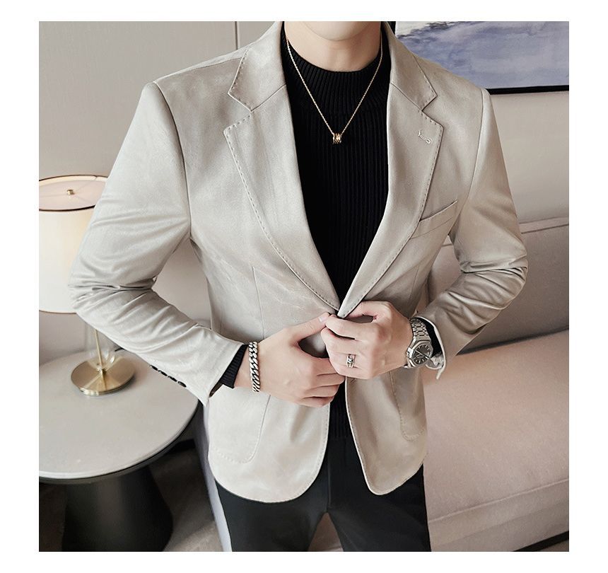 Deepwood - Effen imitatiesuède blazer met knoopjes