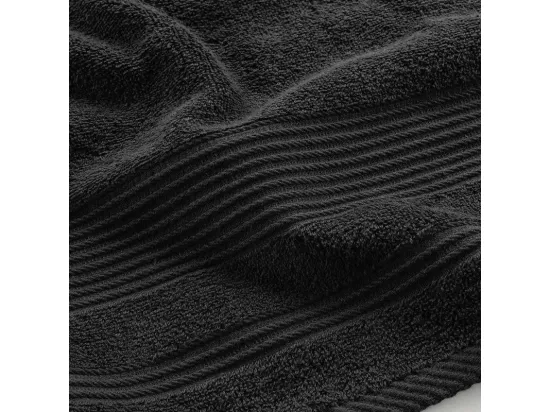 Drap de douche en coton éponge - Noir - 70 x 130 cm