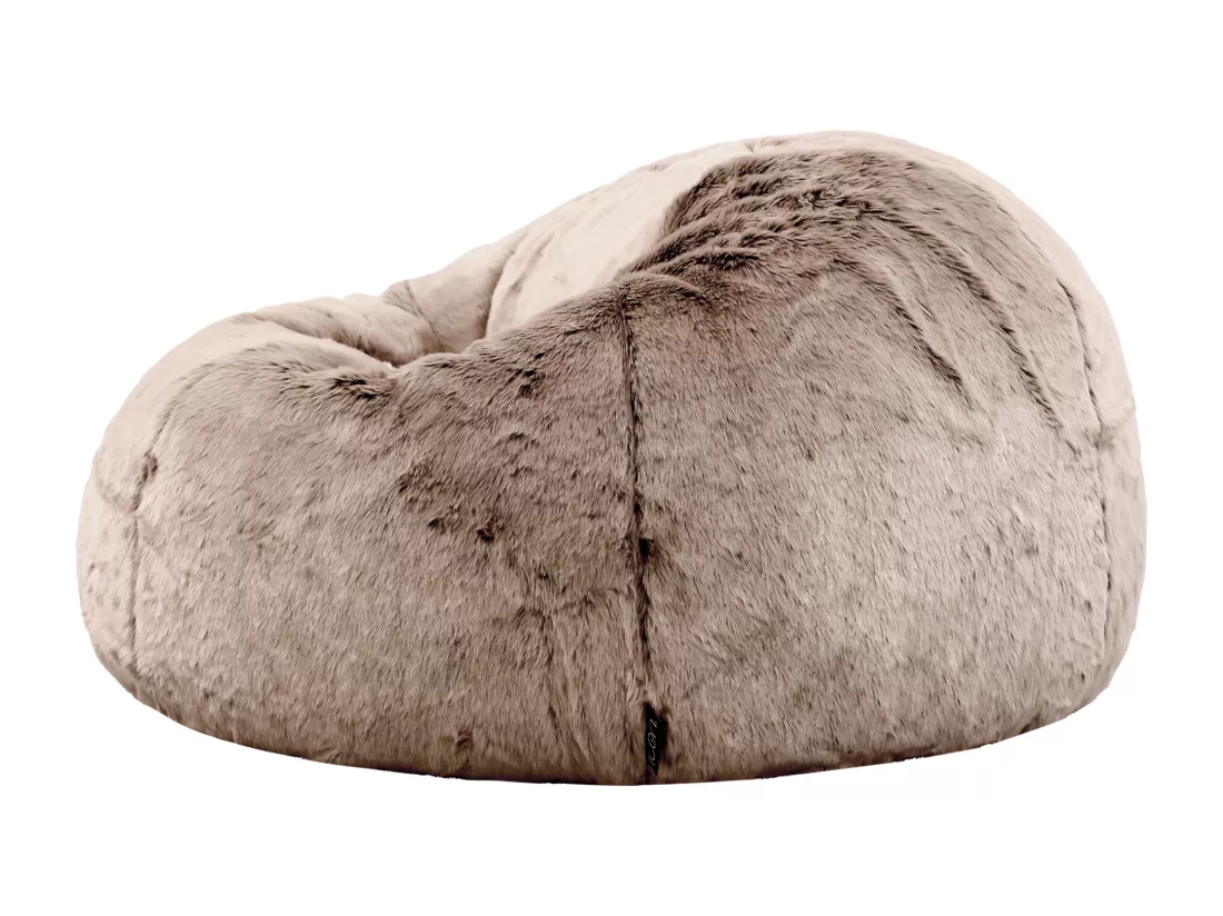 Pouf classique imitation fourrure beige vison