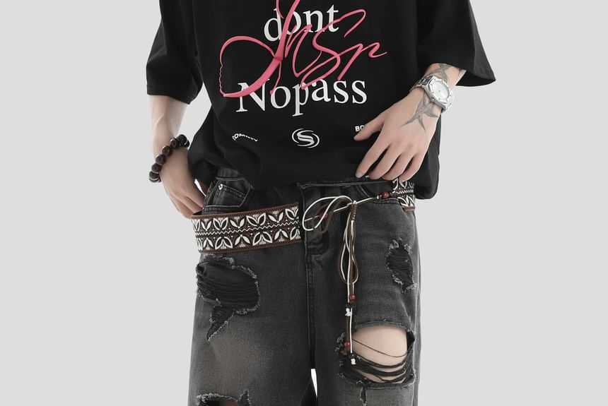 INStudio - High Waist Distressed Wide Leg Jeans