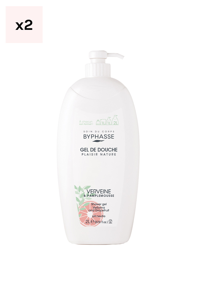 Gels douche - Verveine & Pamplemousse - Plaisir Nature - 2 x 2 L