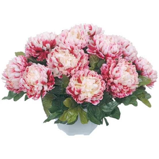 Coupe de chrysanthèmes artificiels, 14 têtes - Rose