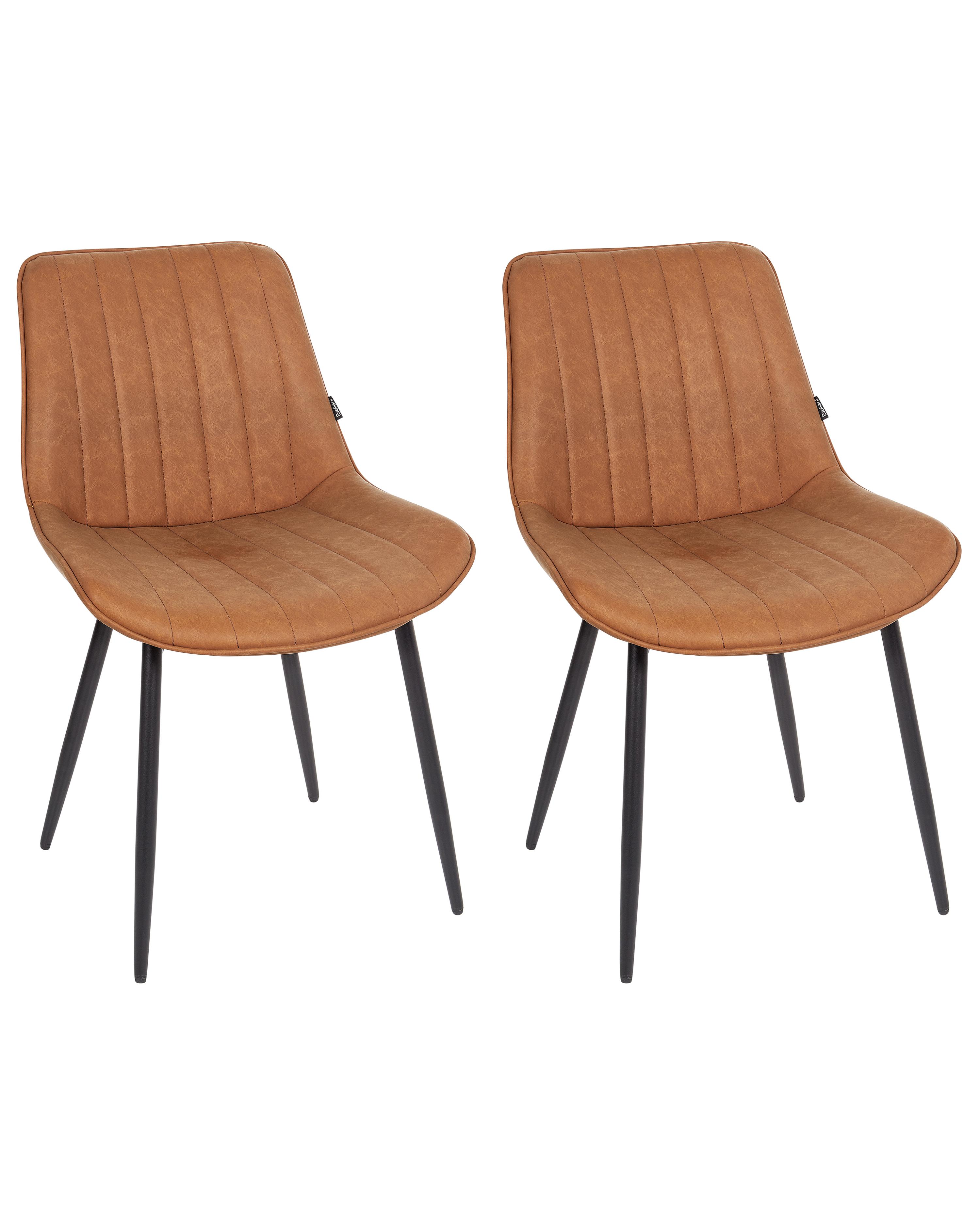 Set van 2 eetkamerstoelen DUBROVNIK Kunstleer Bruin