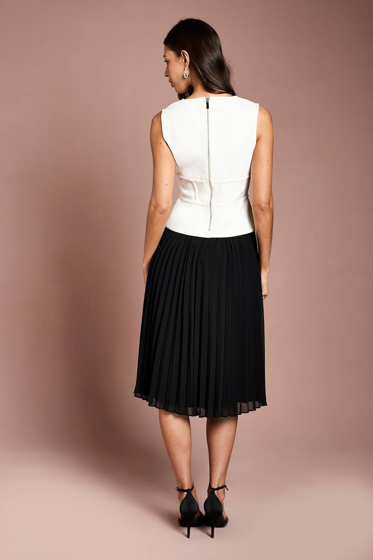 Coast Robe Midi Bandage À Basque Avec Jupe Plissée En Georgette Petite Taille