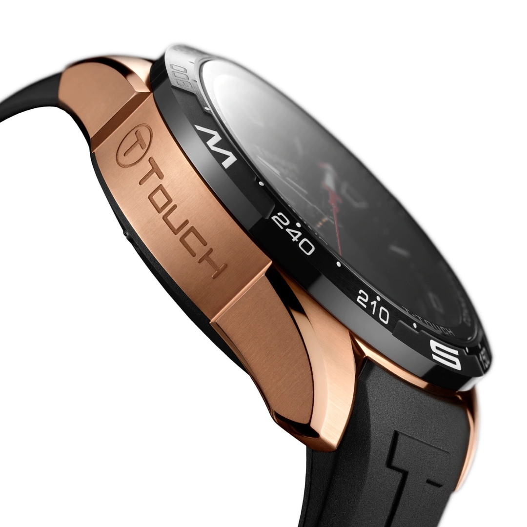 Tissot T-Touch Connect Solar Smartwatch Titan PVD Rosé mit schwarzem Kautschukarmband