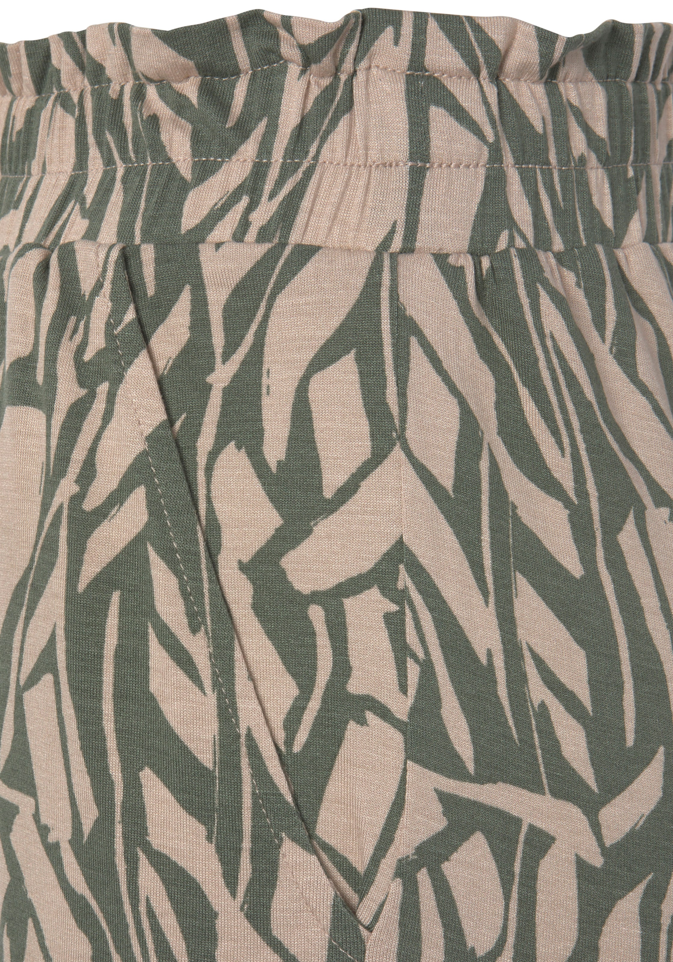 Buffalo Jerseyhose  mit Alloverdruck in Paperbag-Optik, Wide-Leg