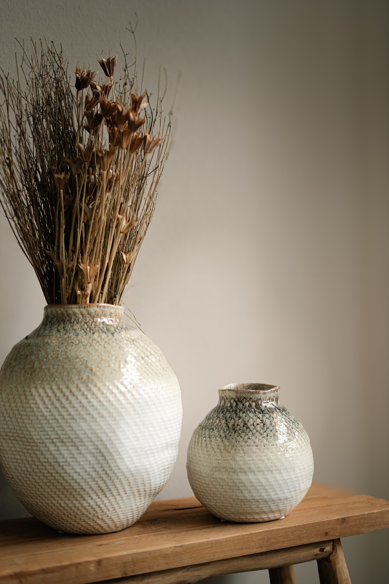 Keramikvase 'Hedes', braun-weiß, H 18,5 cm, Ø 18 cm von fischer's lagerhaus