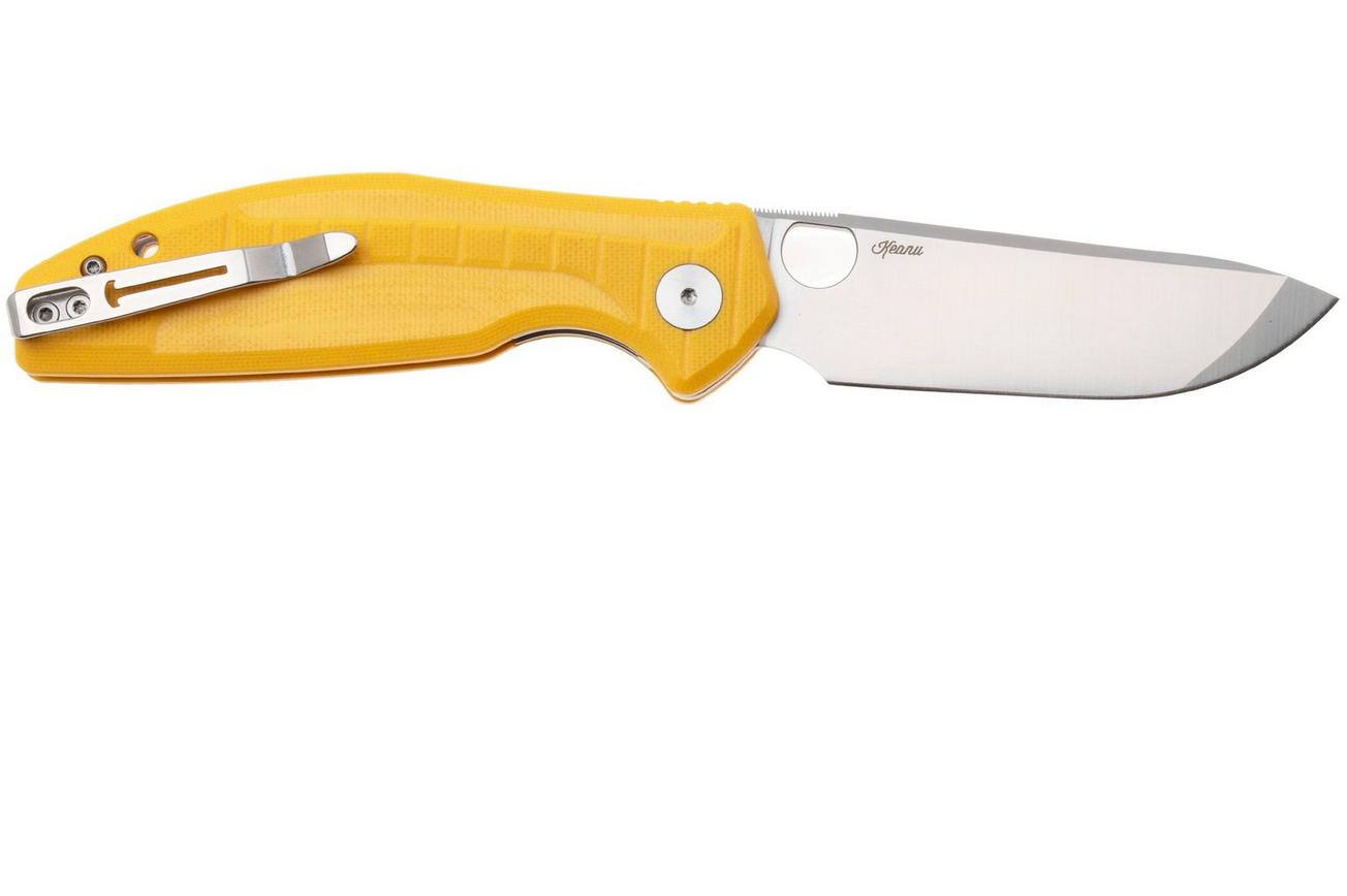 Bestechman Angry Owl BMK12A-1 Satin D2, Yellow G10, zakmes