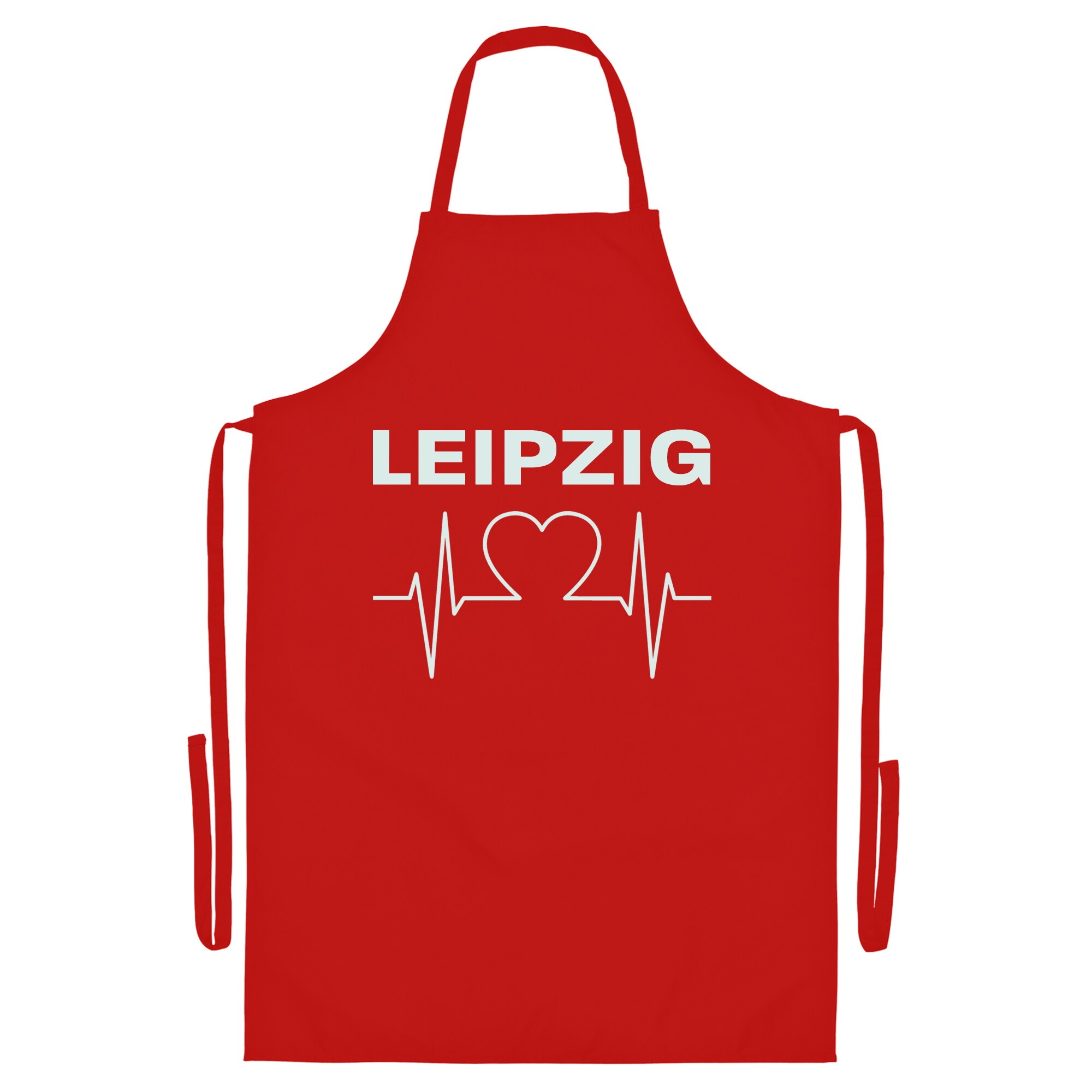 multifanshop® Grillschürze - Leipzig - Herzschlag - Druck weiß