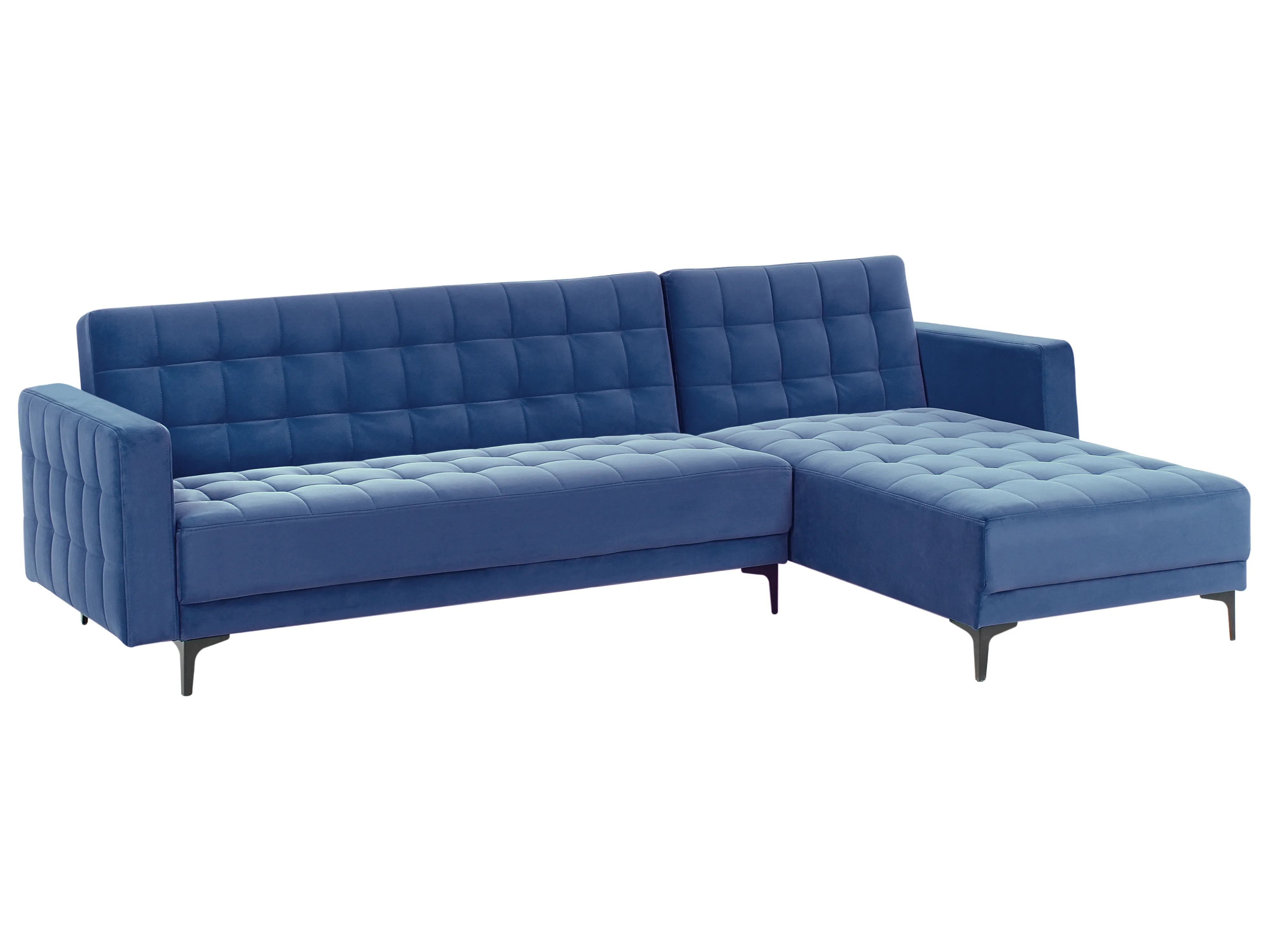Modulaire hoekslaapbank 4-zits ABERDEEN Fluweel Blauw linkszijdig
