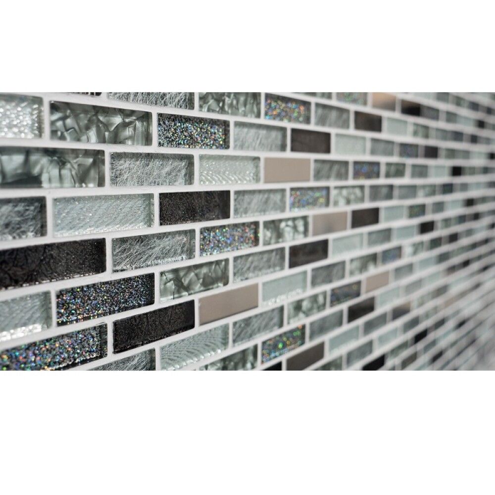 MOSAIKK INTERLOCK CRYSTAL/ALU MIX 30.4X29.8CM