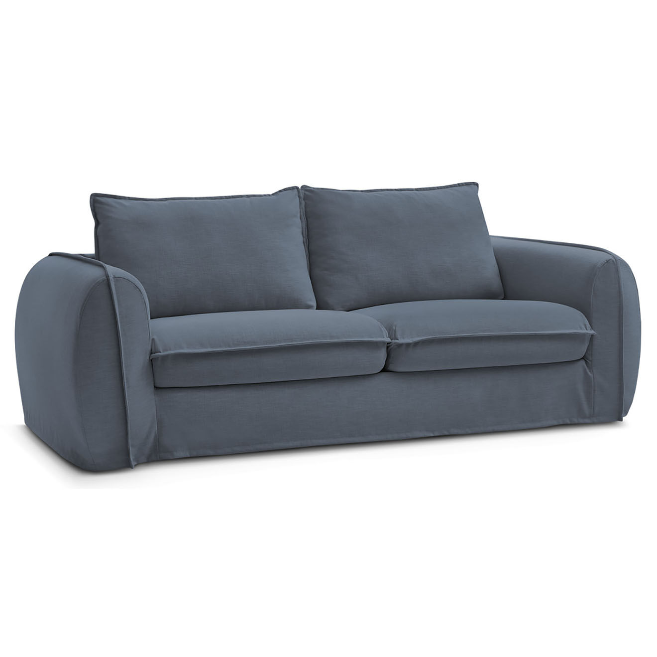 Bobochic Canapé droit convertible express 3 places Archimède 160 bleu foncé - 236x106x93 cm