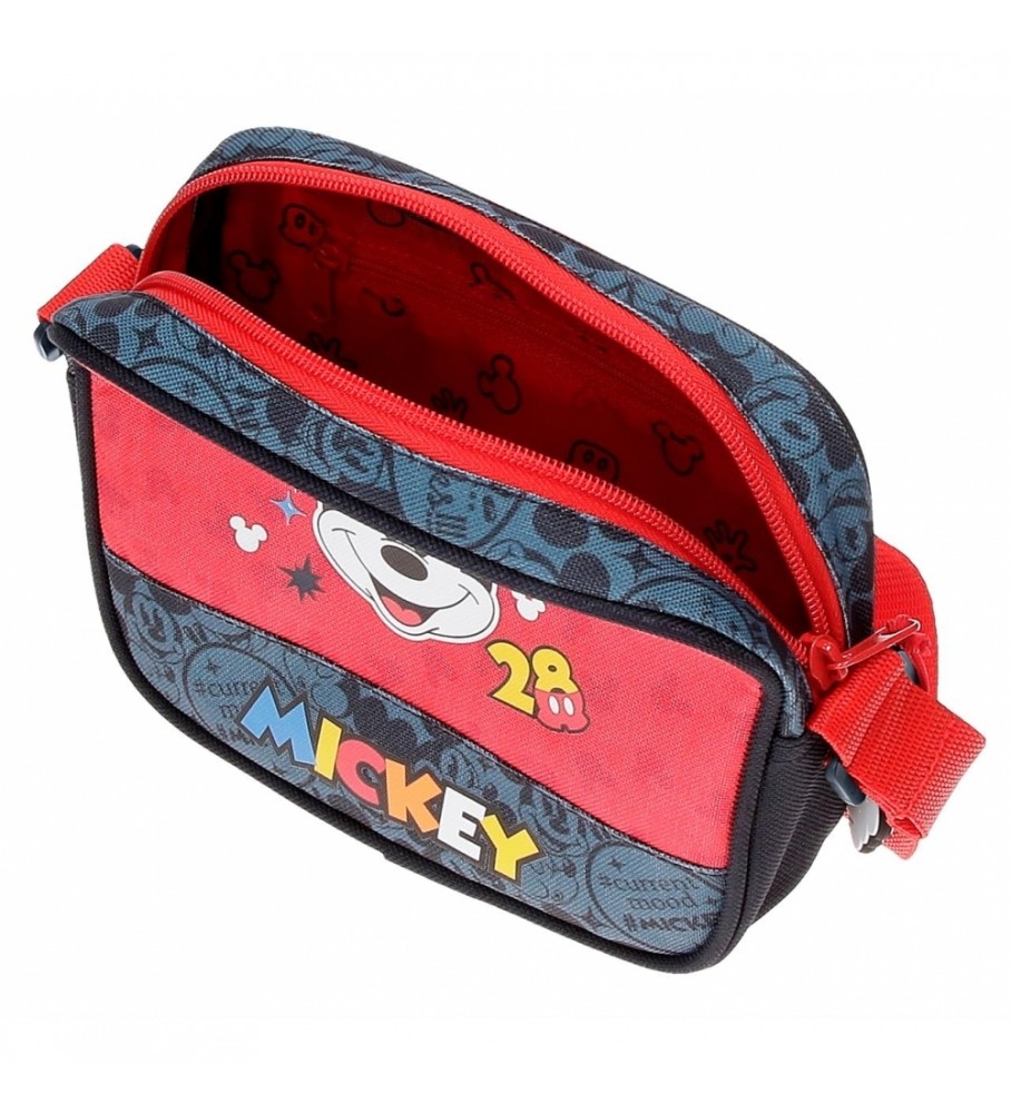 Bolsa de ombro pequena Joumma Bags Mickey Get Moving, vermelha e azul - 18x15x5cm -