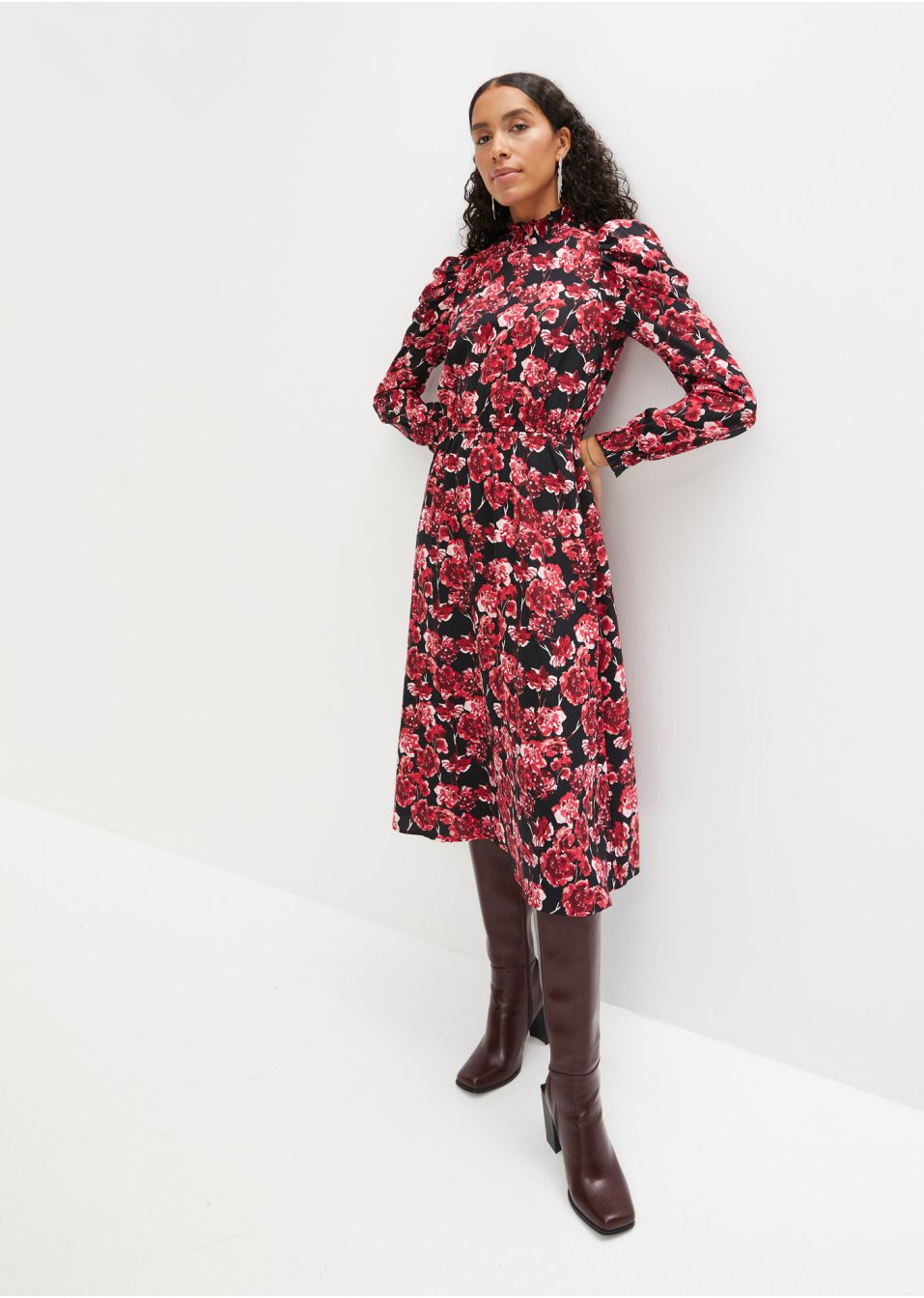 Robe midi à motif floral