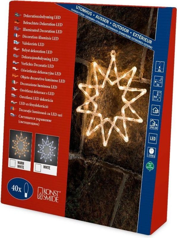 Konstsmide - Kerstster - Warm Wit - 38 cm - 40 Lampjes - Acryl