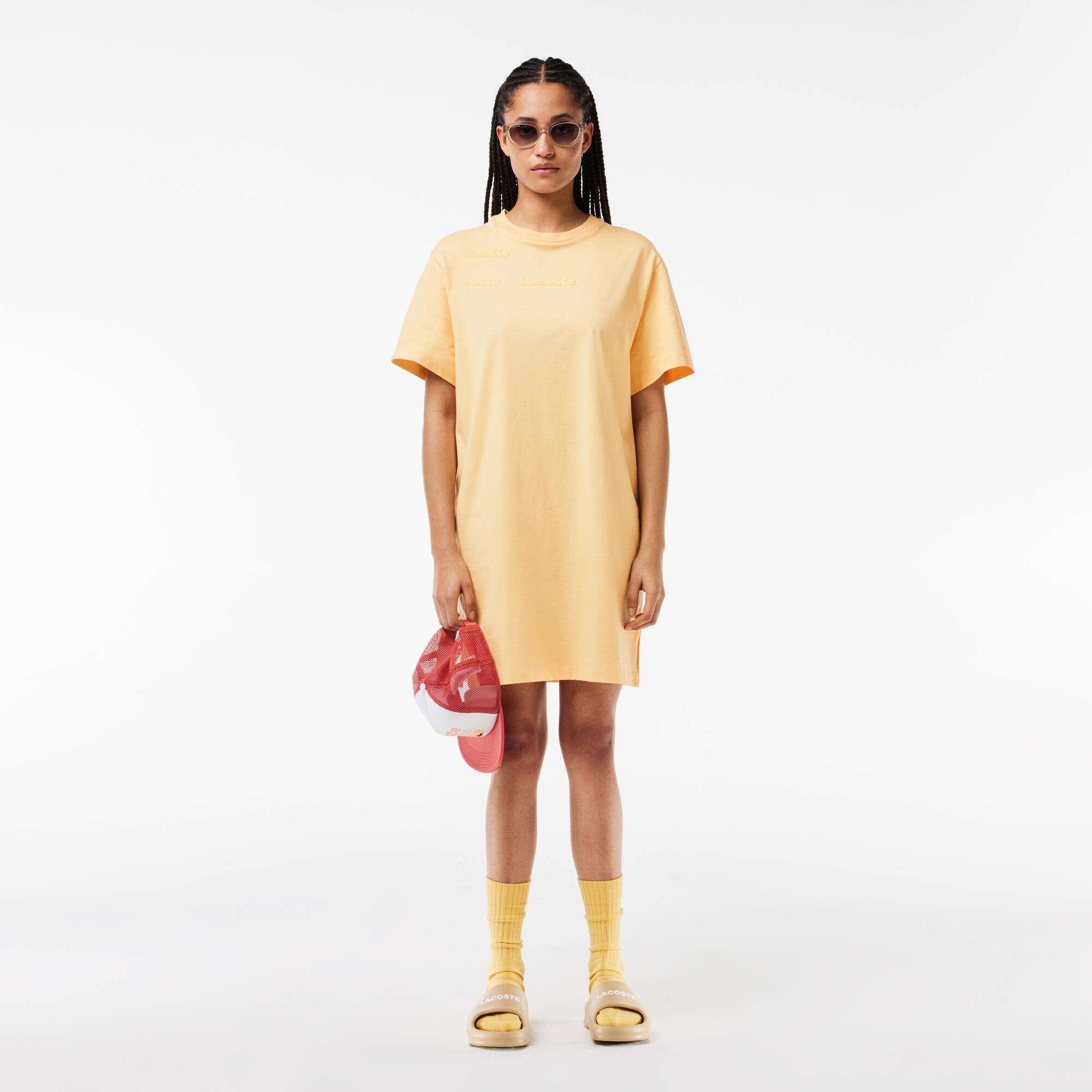 Extraweites kurzärmeliges Jersey-Kleid Kleider & Röcke - Gelb - Lacoste - Damen