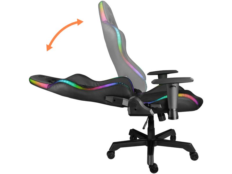 DELTACO Gaming-Stuhl DC410 Schwarz Gaming-Computerstuhl mit einstellbarer RGB-Beleuchtung und 120 kg Belastbarkeit