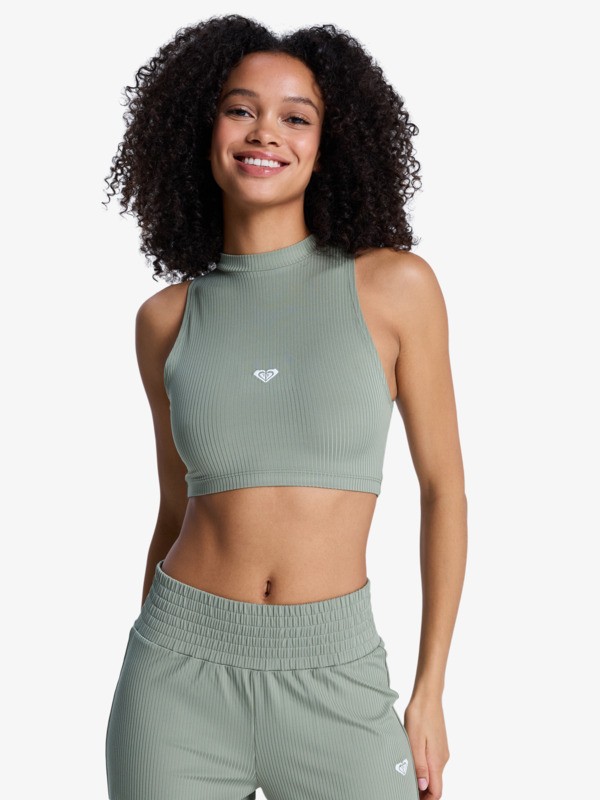 Rise & Vibe Débardeur de sport court Vert Femme
