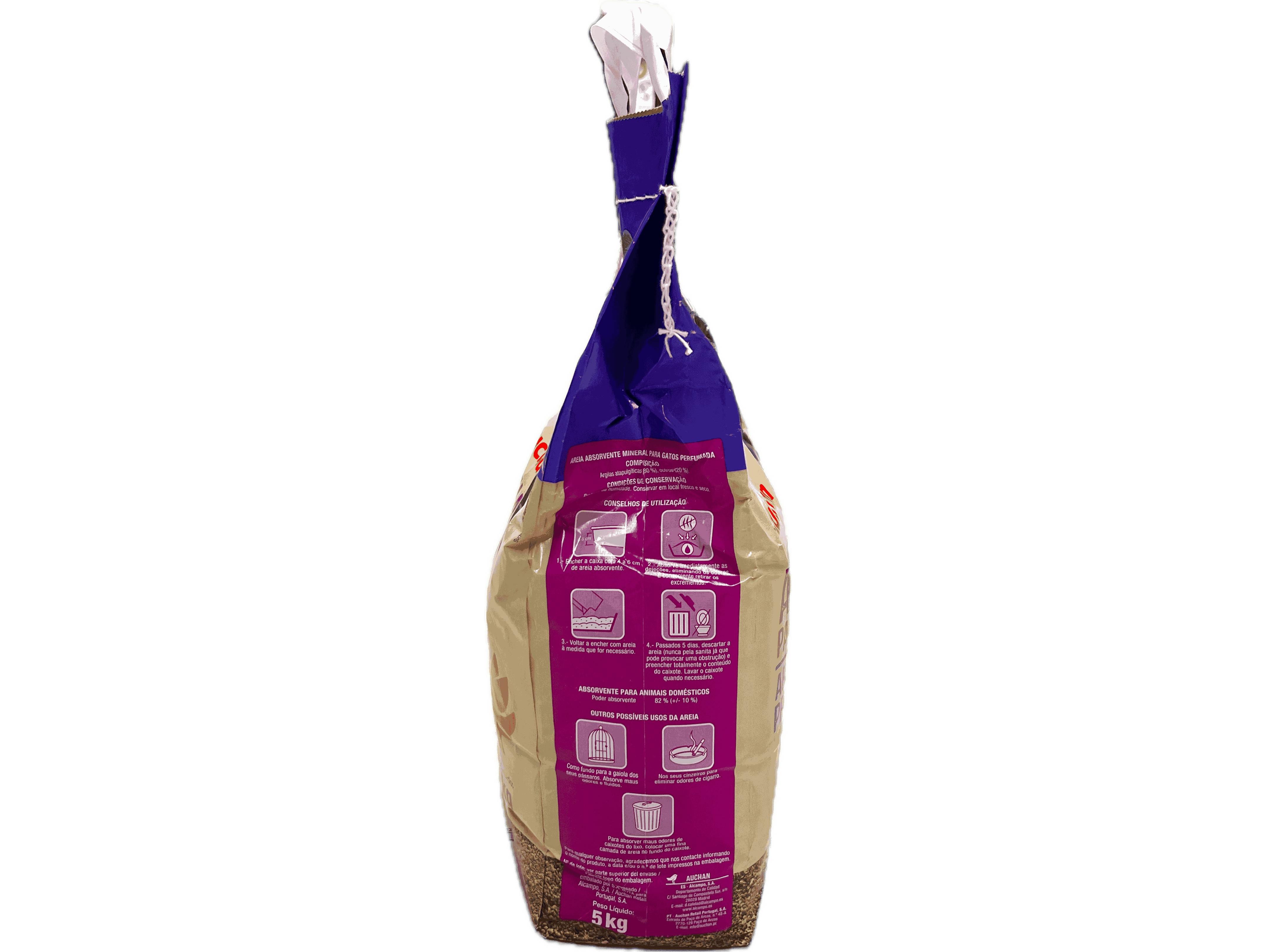 AREIA PARA GATO AUCHAN PERFUMADA COM ARGILA 100% NATURAL 5KG