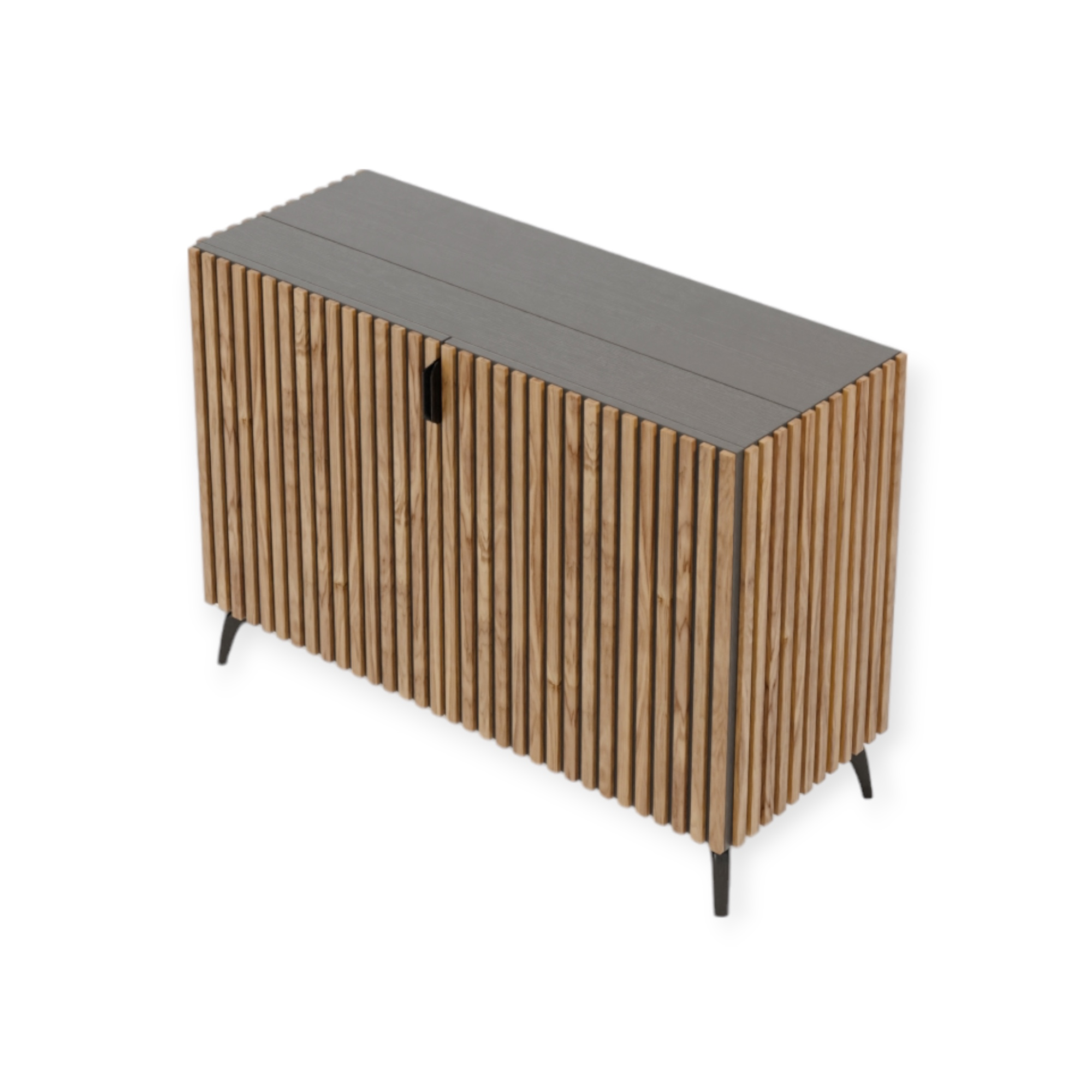 TV lift meubel Modern Latjes 43 inch 2 deurs rondom afgewerkt met latjes