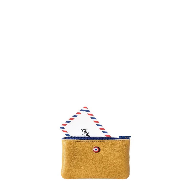 Petit porte-monnaie Emile en cuir UpCyclé Soleil jaune