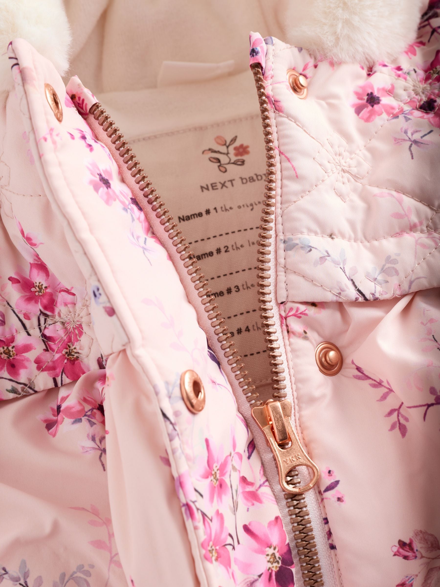 Roze - Gewatteerde babyjas met bloemen (0mnd-2jr)