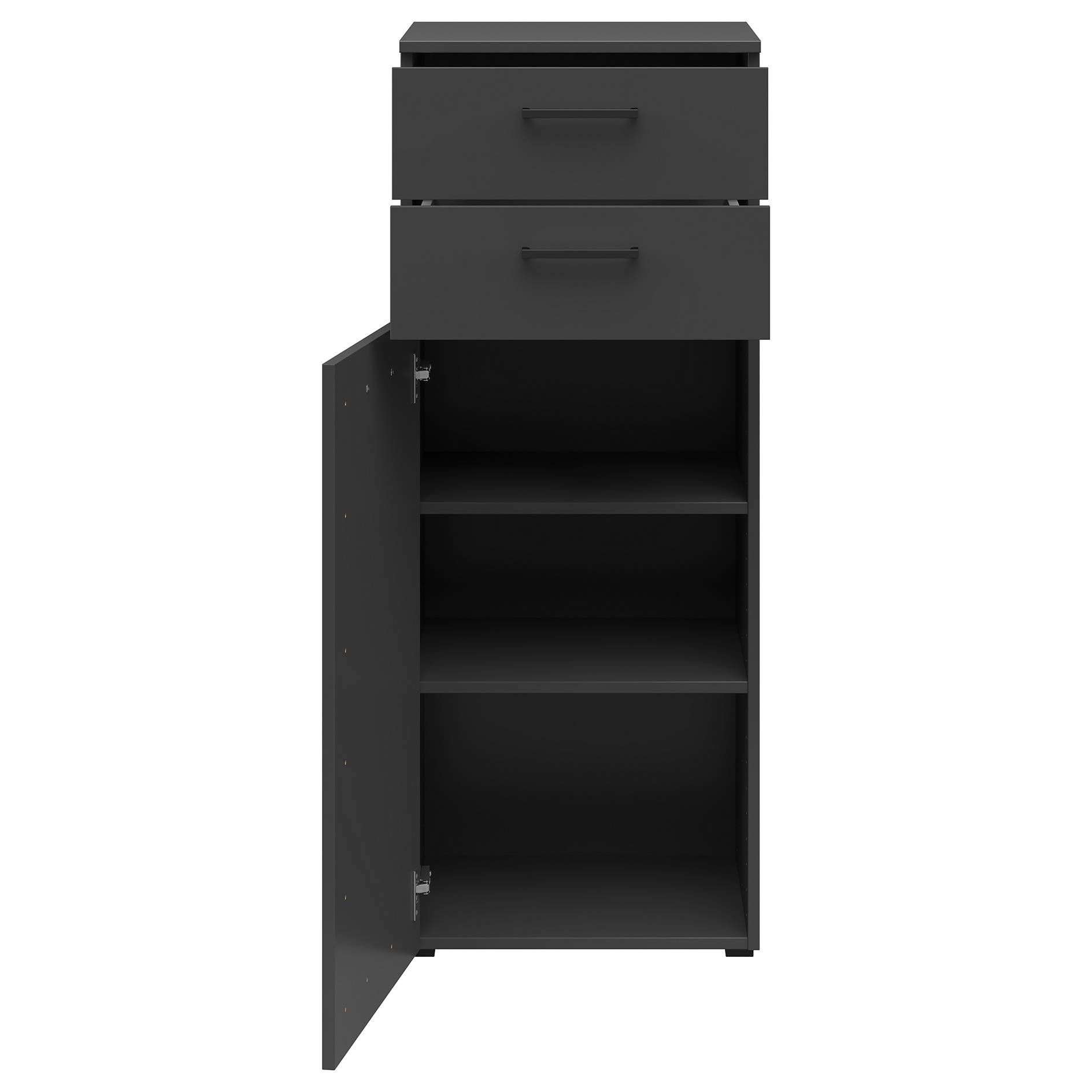 Kommode - anthrazit - eine Tür - 2 Schubkästen - 45 cm