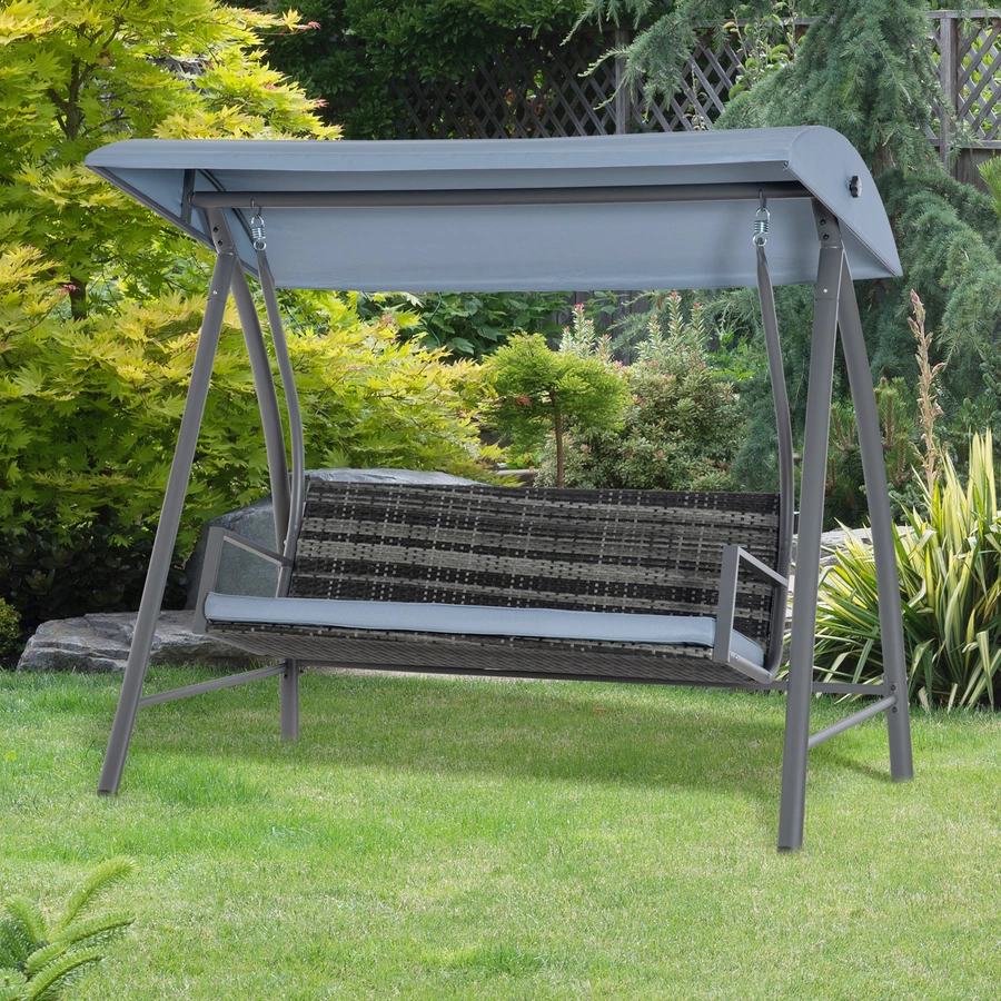 Outsunny Rattan Gartenschaukel grau