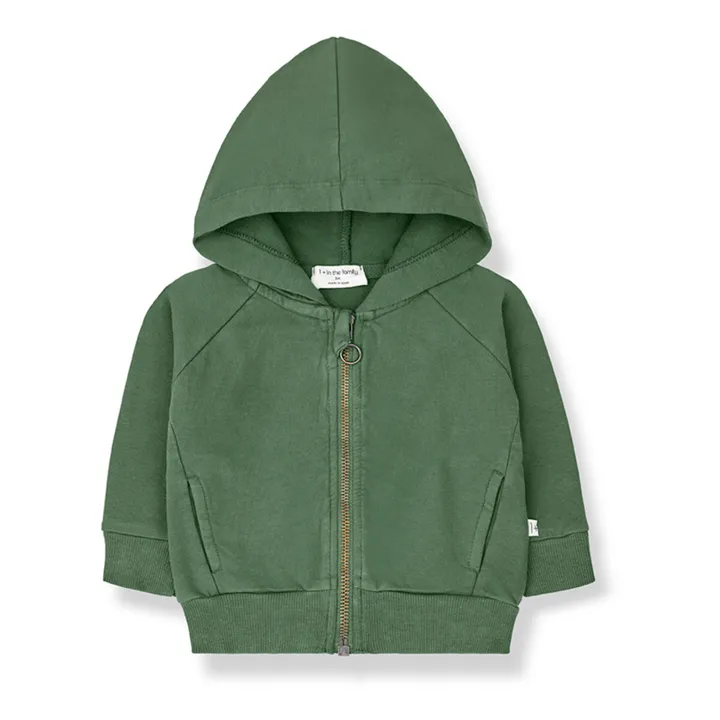 1+ in the family Sweat Zippé Capuche Bernd | Vert kaki