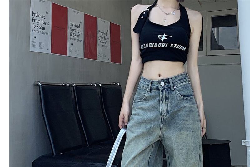 Notica - Low Rise Washed Wide Leg Jeans