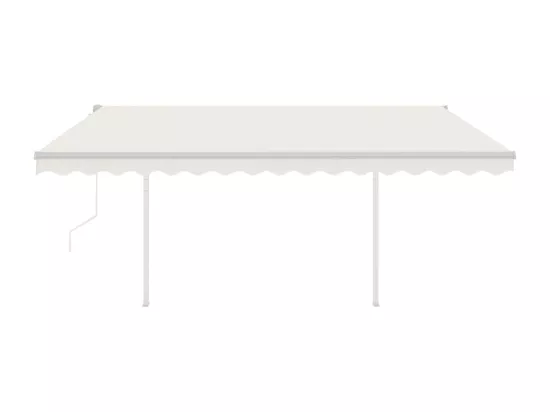 Auvent automatique rétractable avec poteaux 4,5x3,5 m Crème