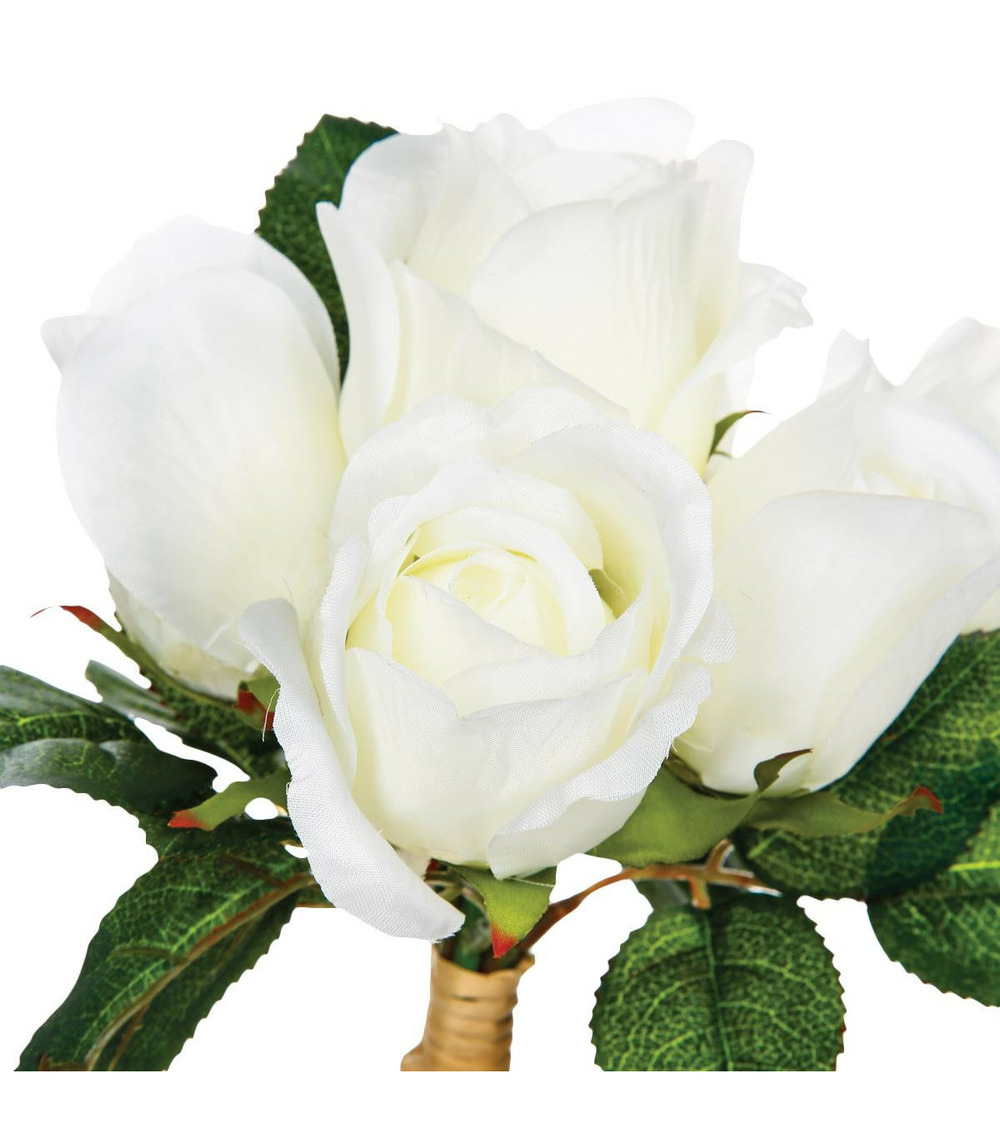 Bouquet de fleurs artificielles 7 roses blanches d. 20 x h. 30 cm