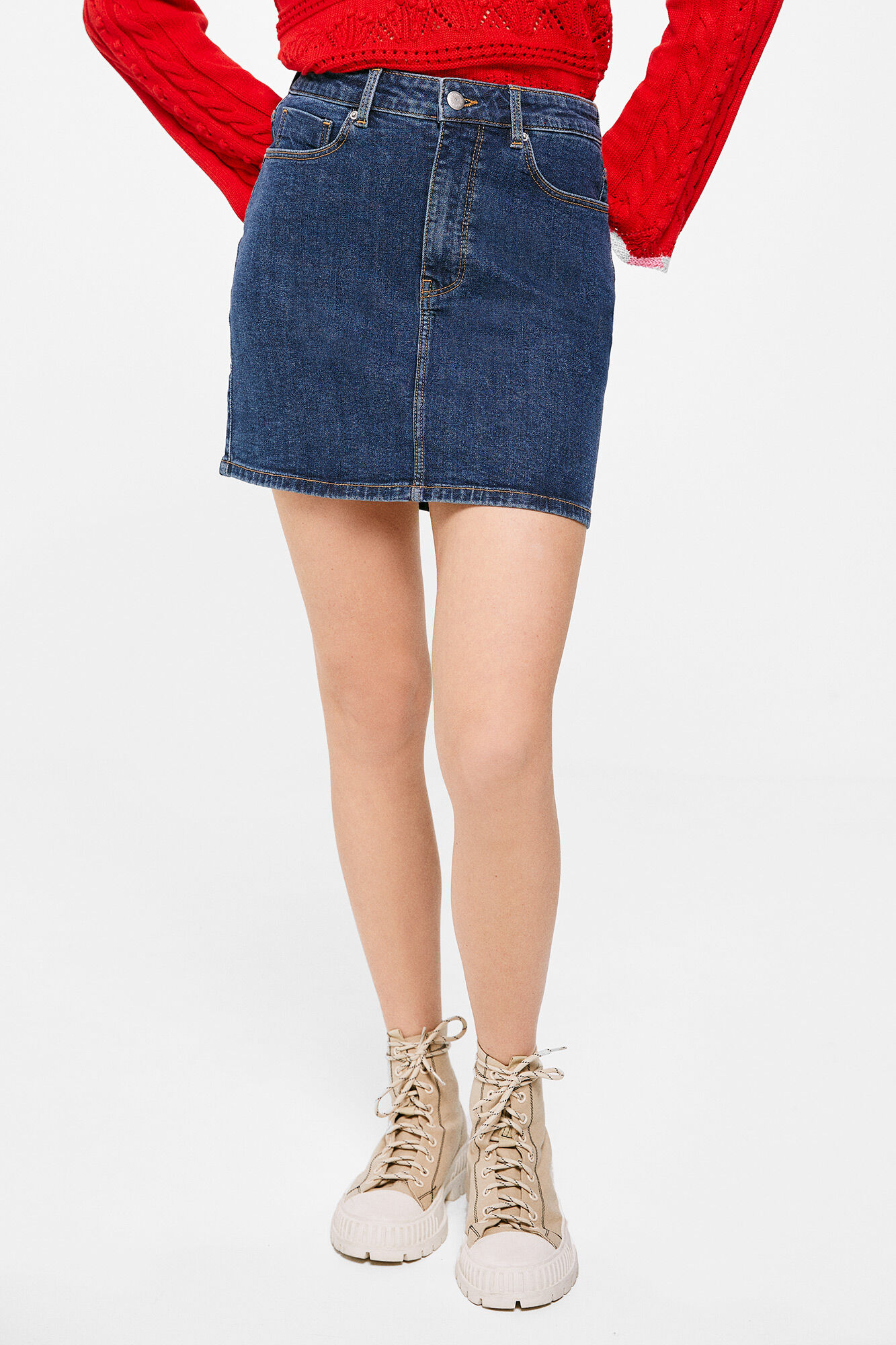 Minissaia jeans - azul médio