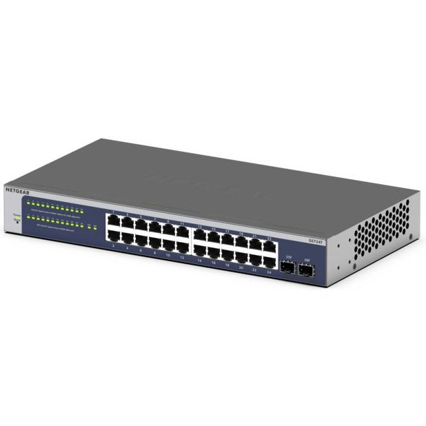 NETGEAR GS724Tv6 Géré L2+/L3 Gigabit Ethernet (10/100/1000) 1U Bleu, Gris