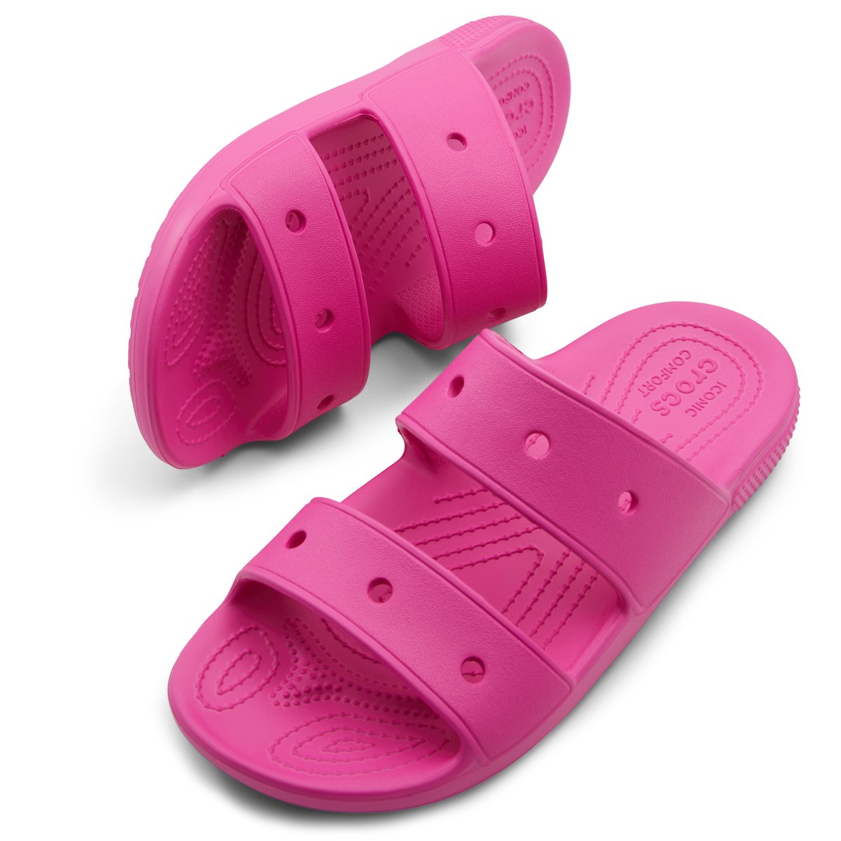 CROCS-Classic_croc-Sandales athlétiques à double bride - Talon plat - Rose