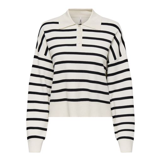 ONLY Lucy Polo Striktrøje, Cloud Dancer/Black, M