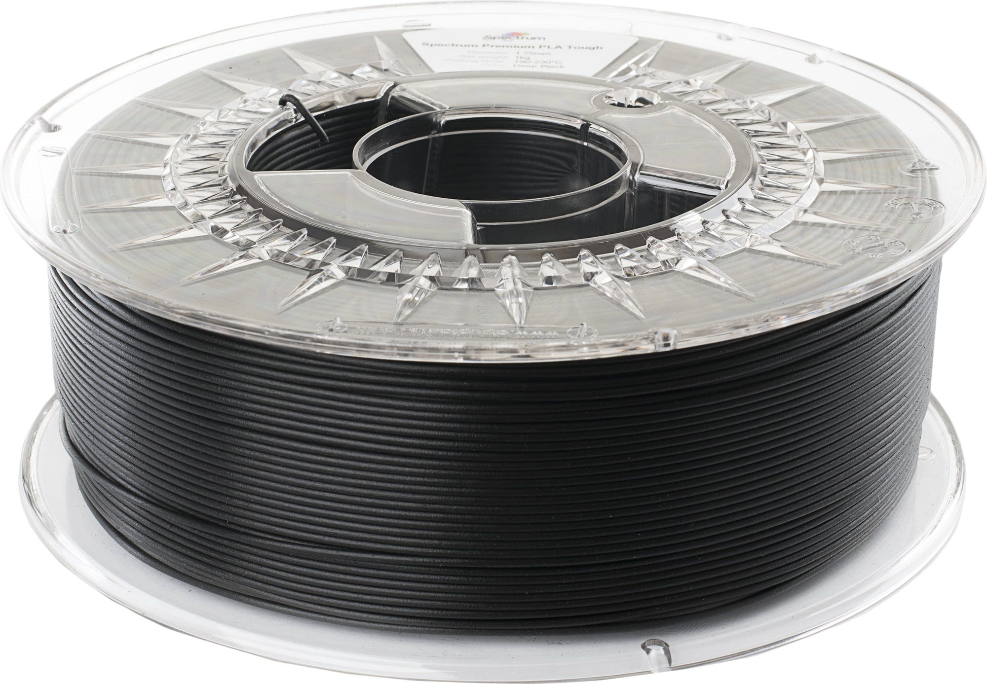 Spectrum  PLA Tough Deep Black, 1,75 mm (1.000 g)    Modifiziertes PLA als gute ABS Alternative in Schwarz