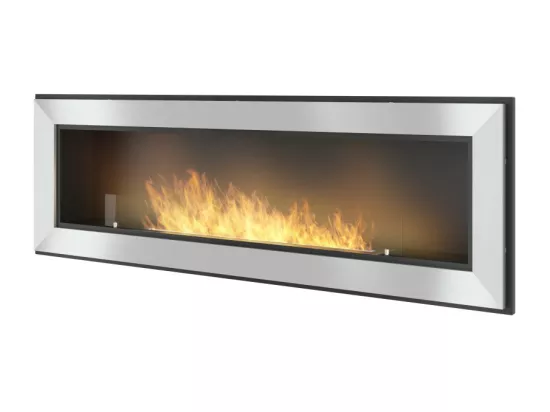 Cheminée au bioéthanol encastrable en acier inoxydable SimpleFire Frame 1500 avec verre