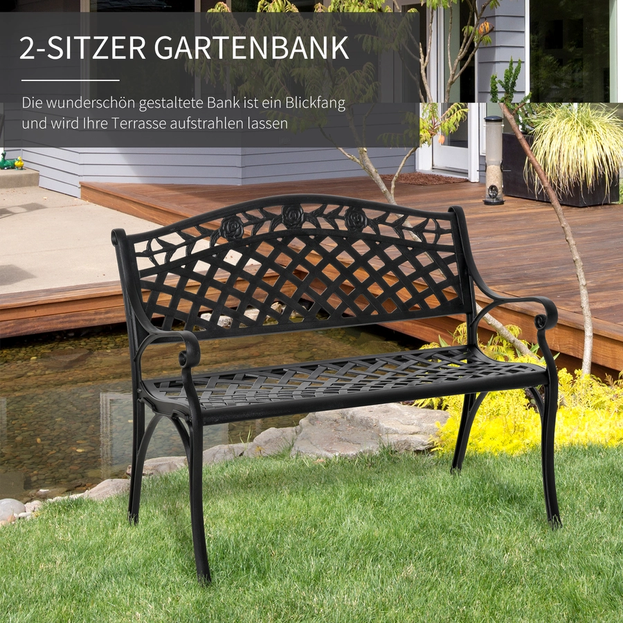 Outsunny Gartenbank aus Aluminium schwarz